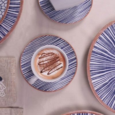 Xícara e Pires para Café Expresso 95ml em Porcelana Decorada Tramontina Abstratta Cozinha Servir