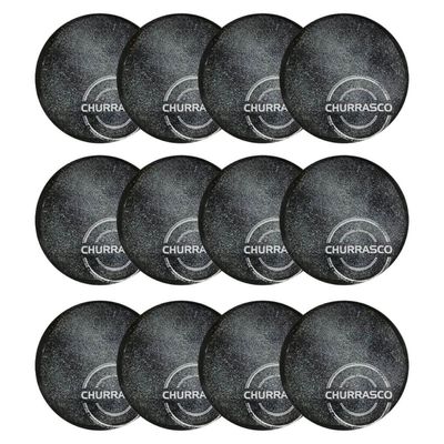 Jogo 12 Pratos Churrasco Porcelana 25cm Carbon Mesa Posta Churrascaria Tramontina