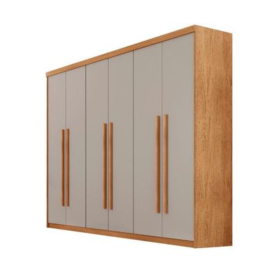 Guarda Roupa Casal Heros 6 Portas E 2 Gavetas Moderna Naturalle/off White
