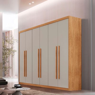 Guarda Roupa Casal Heros 6 Portas E 2 Gavetas Moderna Naturalle/off White