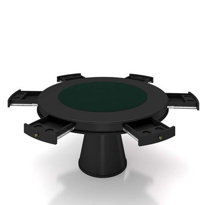 Conjunto Mesa de Jogos Carteado Bellagio Tampo Reversível e 6 Cadeiras Madeira Poker Base Cone PU Marrom/Preto G42 - Gran Belo