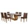Mesa De Jantar Alvorada 180cm Com 6 Cadeiras Liz Moderna Veludo Marrom/off White/imbuia