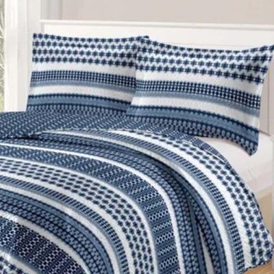Kit Cobre Leito Colcha Daily King 3 Peças Dupla Face Estampado - Modelo 65 - 100% Poliéster