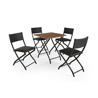 Jogo Mesa Imbuia Dobravel Com 4 Cadeiras Dobravel Preto