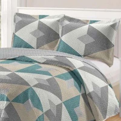 Kit Cobre Leito Colcha Daily Casal 3 Peças Dupla Face Estampado - Modelo 63 - 100% Poliéster