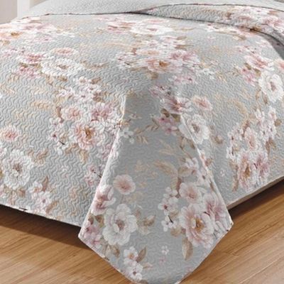 Kit Cobre Leito Colcha Daily Casal 3 Peças Dupla Face Estampado Floral - Floral 17 - 100% Poliéster