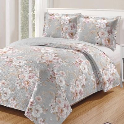 Kit Cobre Leito Colcha Daily Casal 3 Peças Dupla Face Estampado Floral - Floral 17 - 100% Poliéster
