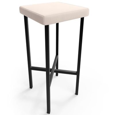 Kit 02 Banquetas Alta Bar Cozinha Sala De Jantar Preto Stella L02 Suede Bege - Lyam Decor