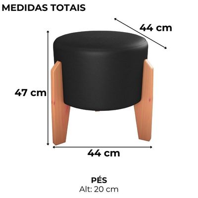 Puff Decorativo Para Sala Luxo 44x44 Cm Corano Milani Store Preto