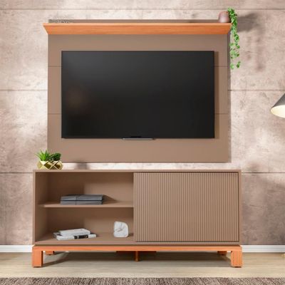 Painel Para Tv 45 Pol E Rack Bancada 136cm Lucca Areia/freijó C01 - Mpozenato