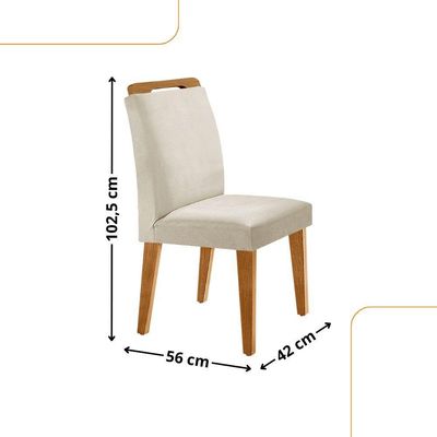 Conjunto Mesa Liz 120cm Com Vidro Cp 4 Cadeiras Athenas Moderna Veludo Creme Off White Imbuia
