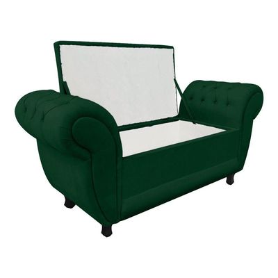 Recamier com Baú Grécia 195cm Suede Verde