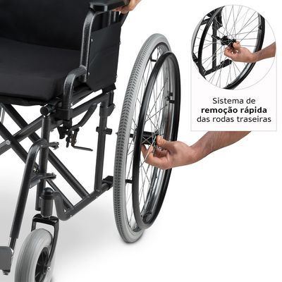 Cadeira de Rodas Aço Dobrável até 120 Kg Tamanho 40 D400 Dellamed Preto