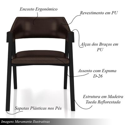 Conjunto Mesa de Jogos Carteado Bellagio Tampo Reversível e 6 Cadeiras Madeira Poker Base Estrela PU Marrom/Preto G42 - Gran Belo