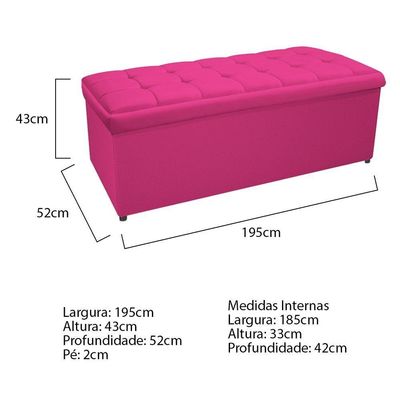 Kit Cabeceira Calçadeira Copenhague 195cm King Pink