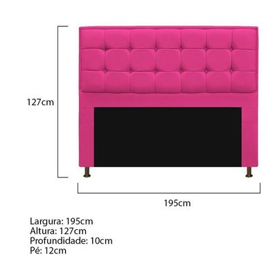 Kit Cabeceira Calçadeira Copenhague 195cm King Pink