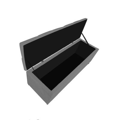 Calçadeira Estofada Liverpool 160cm Queen Size Linho Chumbo