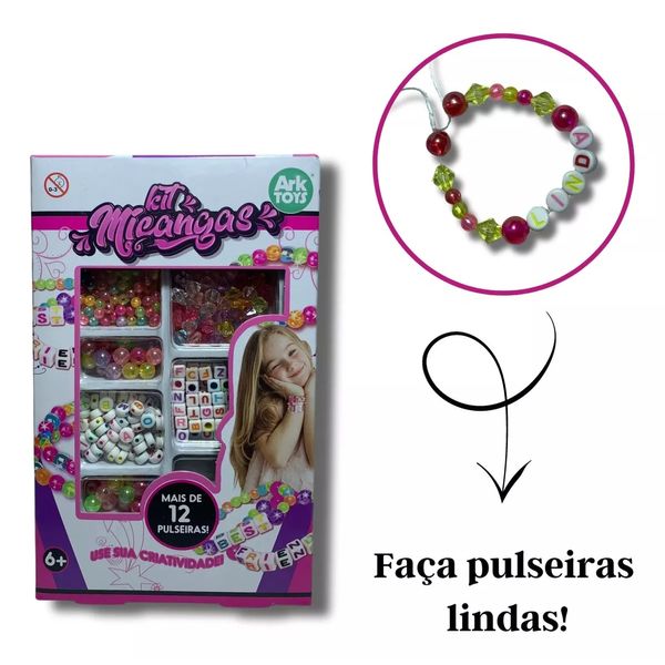 Kit Miçangas Coloridas Joias Acessórios Infantil - Arktoys Kit Miçangas Coloridas Joias Acessórios Infantil - Arktoys