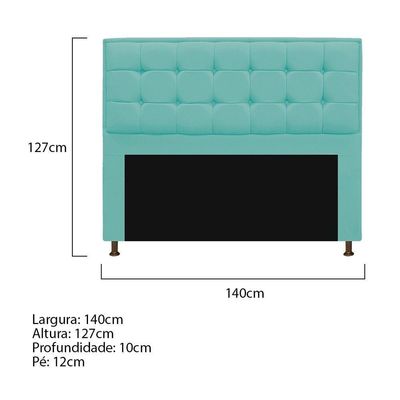 Cabeceira Copenhague 140cm Casal Suede Azul Tiffany