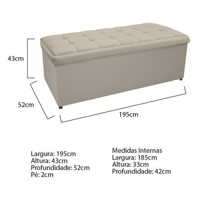 Calçadeira Copenhague 195cm King Size Corano Bege Adj Decor