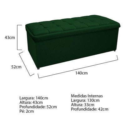 Calçadeira Copenhague 140cm Casal Suede Verde Adj Decor