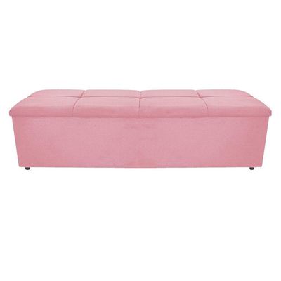 Kit Cabeceira e Calçadeira Munique 195cm King Size Rosa Bebê