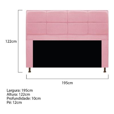Kit Cabeceira e Calçadeira Munique 195cm King Size Rosa Bebê