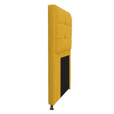 Kit Cabeceira Calçadeira Copenhague Solteiro Suede Amarelo