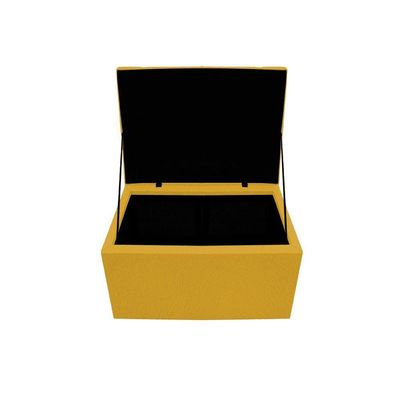 Kit Cabeceira Calçadeira Copenhague Solteiro Suede Amarelo