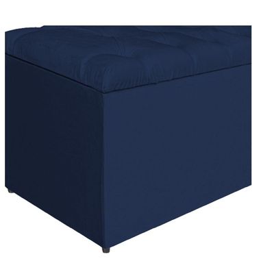 Calçadeira Estofada Liverpool 90cm Solteiro Suede Marinho
