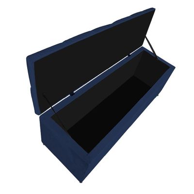 Calçadeira Estofada Liverpool 90cm Solteiro Suede Marinho