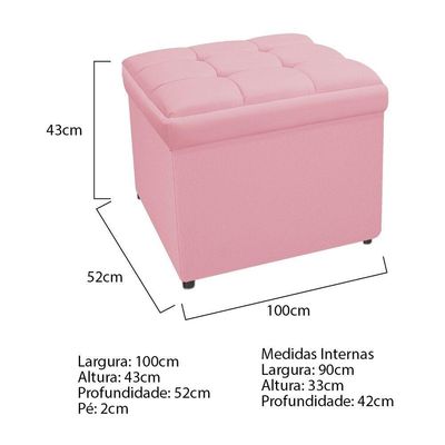 Calçadeira Copenhague 100cm Solteiro Suede Rosa Adj Decor