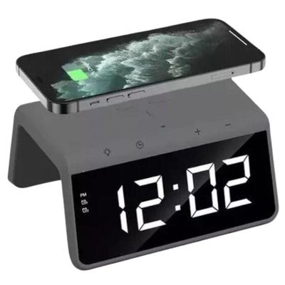 Carregador Indução + Relógio Despertador (preto)