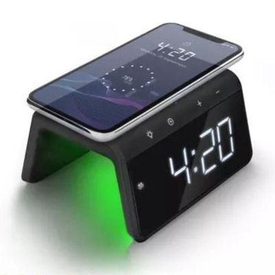 Carregador Indução + Relógio Despertador (preto)