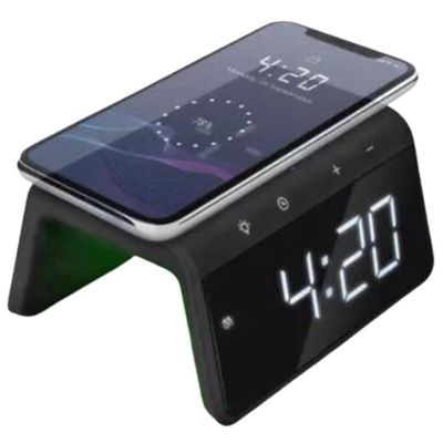 Carregador Indução + Relógio Despertador (preto)