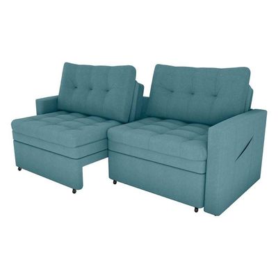 Sofá Cama Reclinável 2 Lugares Premium Com Assentos Dividido 2,20 Larg Nayla Matrix Boucle Azul