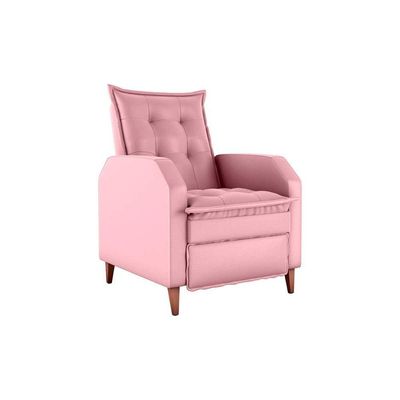Poltrona Amamentação Luxo Reclinável Com Assento Confortável Yaris Matrix Veludo Turkey Rosa