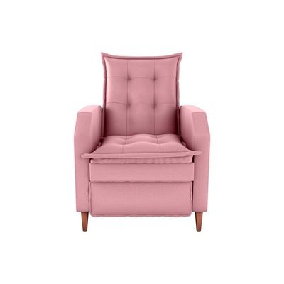 Poltrona Amamentação Luxo Reclinável Com Assento Confortável Yaris Matrix Veludo Turkey Rosa