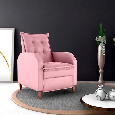 Poltrona Amamentação Luxo Reclinável Com Assento Confortável Yaris Matrix Veludo Turkey Rosa