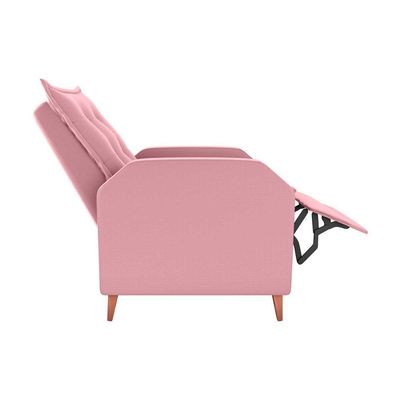 Poltrona Amamentação Luxo Reclinável Com Assento Confortável Yaris Matrix Veludo Turkey Rosa