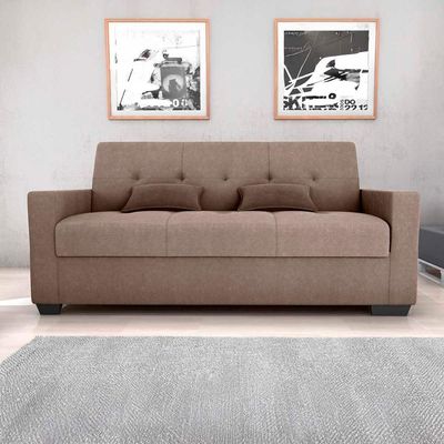 Sofá Cama 3 Lugares Reclinável Casal Premium 2,03 Larg Lavinia Matrix Boucle Marrom