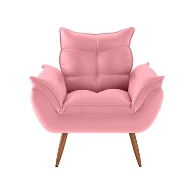 Poltrona Opala Tokio Para Descanço Confortável Toquio Matrix Veludo Turkey Rosa Veludo Turkey Rosa
