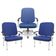 Kit Cadeira De Escritório Giratória E 2 Cadeiras Fixas Cromada Magno P03 Vinil Azul - Lyam Decor