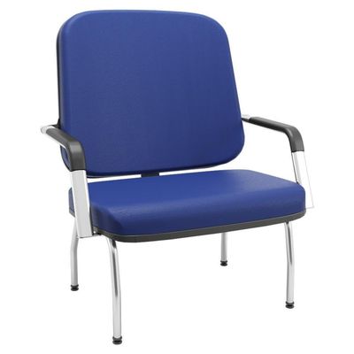 Kit Cadeira De Escritório Giratória E 2 Cadeiras Fixas Cromada Magno P03 Vinil Azul - Lyam Decor