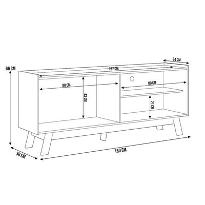Rack Para Sala De Estar Tv 65 Pol Pés Retrô Suna L05 Nature Off White - Lyam Decor