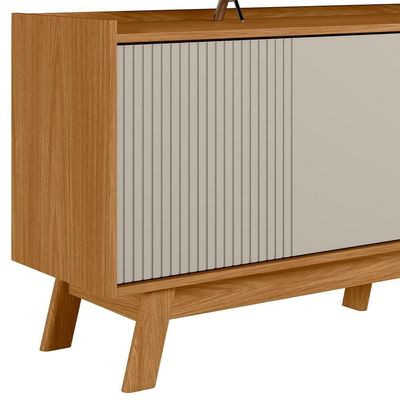 Rack Para Sala De Estar Tv 65 Pol Pés Retrô Suna L05 Nature Off White - Lyam Decor