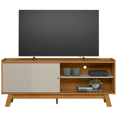Rack Para Sala De Estar Tv 65 Pol Pés Retrô Suna L05 Nature Off White - Lyam Decor