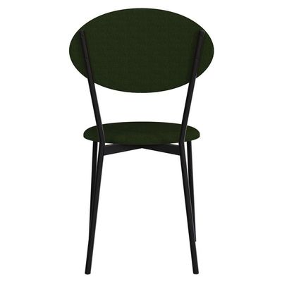 Kit 03 Cadeiras Estofada Para Sala De Jantar Azuri Preto C01 Linho Verde Musgo - Lyam Decor