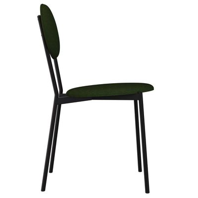 Kit 03 Cadeiras Estofada Para Sala De Jantar Azuri Preto C01 Linho Verde Musgo - Lyam Decor