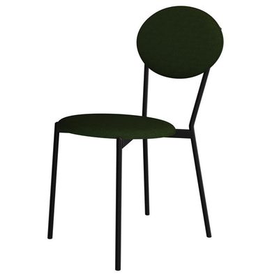 Kit 03 Cadeiras Estofada Para Sala De Jantar Azuri Preto C01 Linho Verde Musgo - Lyam Decor